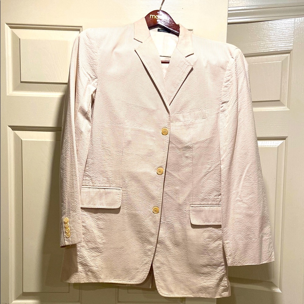 Classic Beige Seersucker Blazer